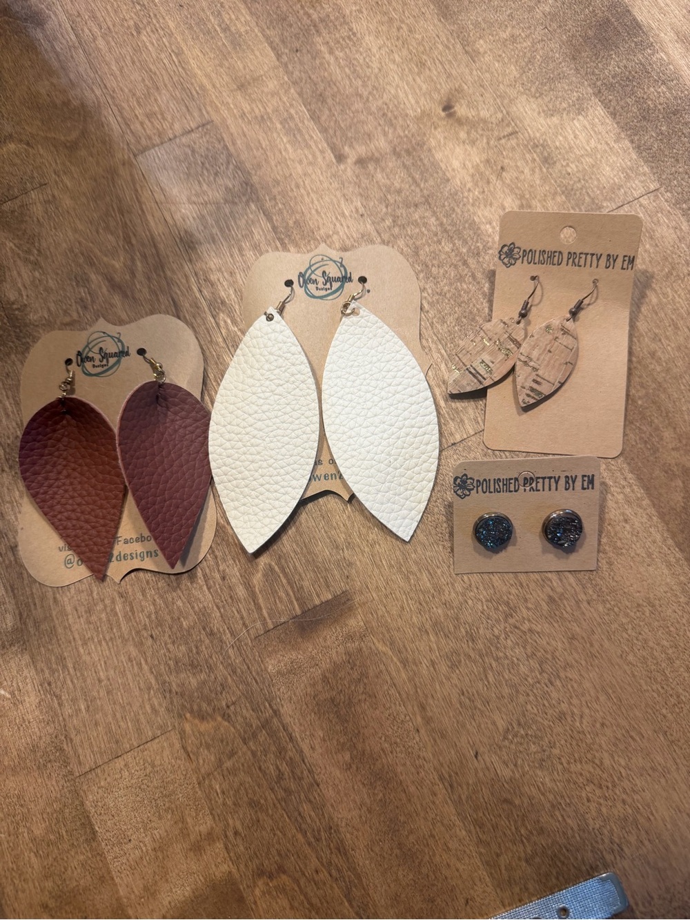 Leather Earrings, studs and cork bundle